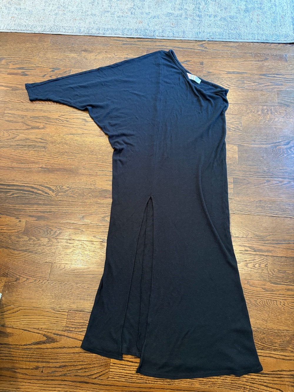 Free People Black One-Shoulder Ribbed Knit Dress